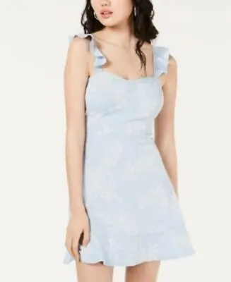 MSRP $59 Material Girl Juniors' Embossed Ruffle Dress Light Blue SIZE XS • $16.86