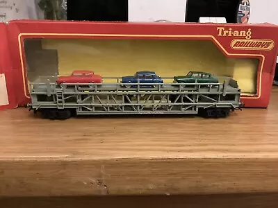 Tri-ang Hornby R342 Car Transporter Wagon With Five Assorted Minix Cars • £5