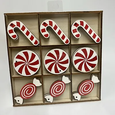 NEW Holiday Time Wooden MINI Ornaments Christmas DIY Candy Cane Red SET OF 27 • $11.50