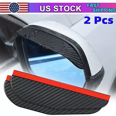 2Pcs Real Carbon LOOK Black Mirror Rain Visor Guard For Car Auto Accessories • $3.88