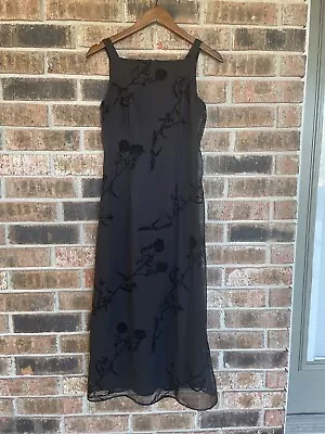 90s Vintage Black Floral Dress Helene Blake • $35