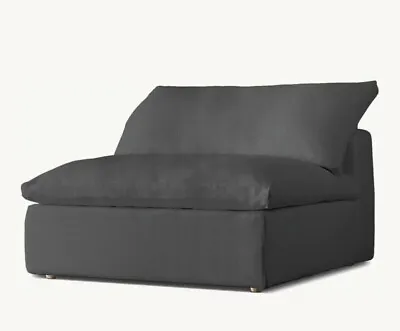 Restoration Hardware Cloud Luxe Armless Chair SLIPCOVER Belgian Linen Carbon  • $400