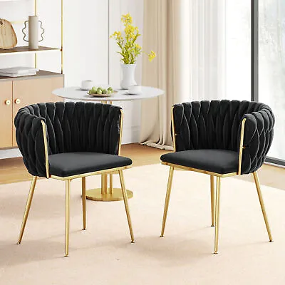 Velvet Solid Back Arm Chair Upholstered Dining Chair For Dining Room Set Of 2 • $129.99