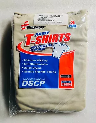 3 Pack Tan T-Shirt Large Moisture Wicking Polyester Army Shirt Military DSCP • $16.95