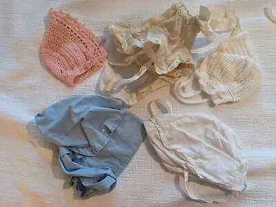 Lot Of 8 Vintage Baby Bonnets And Hats From The 1960s. • $25