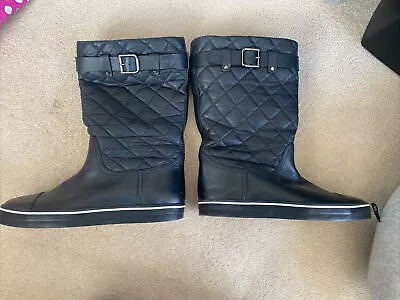 Chanel Black Leather Quilted Boots Sz 38.5/UK 5.5 • £210