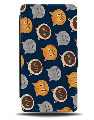Angry Cats Faces Flip Wallet Case Face Cat Grump Annoyed Sad Funny K785  • £19.99