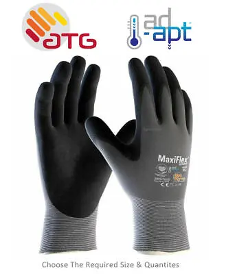 ATG MaxiFlex Ultimate Grey Fitted Palm Coated Work GlovesSizes MedLargeXLXXL • £12.95