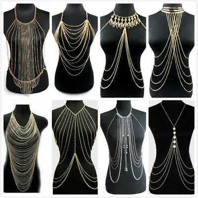 Women Bra Waist Belly Crossover Body Chain Harness Tassel Necklace • £8.99