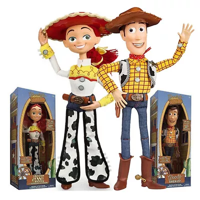 2pcs Toy Story Sheriff Woody + Jessie Doll Kid Soft Talking Action Figures Toy • $43.99