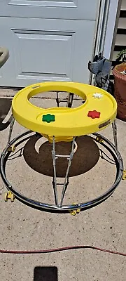 Vintage 80s Infant Baby Walker Round Yellow Chrome Hoola Coupe • $99.99