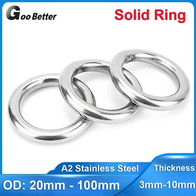 304 Stainless Steel O Ring Welded Buckles Webbing Solid Metal Smooth Round Rings • $1.99