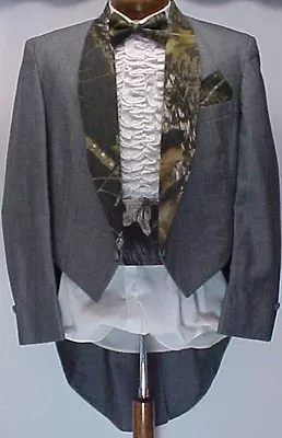 Gray Grey Mossy Oak Camo Camouflage Tail Tuxedo Smoking Jacket  Boys Sizes 3-18 • $149.95