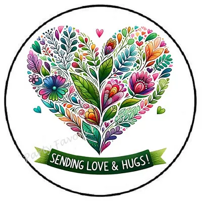 Sending Love And Hugs Floral Heart Envelope Seals Labels Stickers Party Favors • $1.99