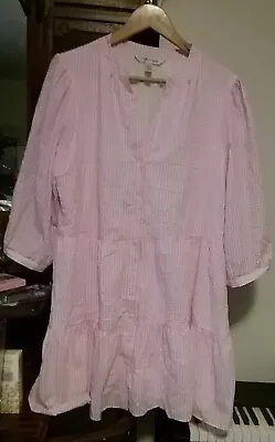 $39.99 • Buy Forever New Pink/White Checked Polyester/Cotton 3/4 Sleeved Dress/Top - Size 16