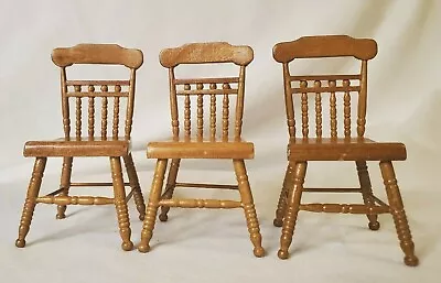 Vintage Miniature Dollhouse Kitchen Chairs Spindle Backs (lot Of 3) • $48.15