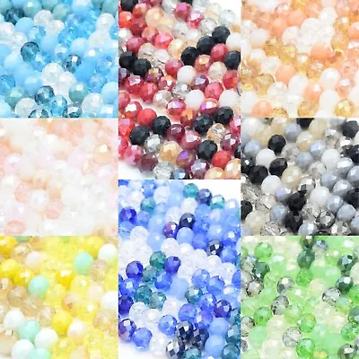 Faceted Rondelle Crystal Glass Beads Pick Mixed Colour 8x6mm • £4.99