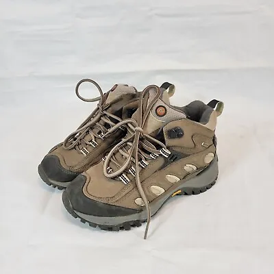 Merrell Women Size 6 Radius Hiking Boots High Top Waterproof Vibram Brown • $28.04