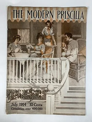 VTG MODERN PRISCILLA Magazine JULY 1914 Fashion Art Deco Illustrations • $13.49