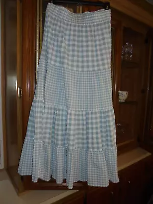 Lauren Conrad Grey Gingham Check Tiered Maxi Skirt Size S Boho • $14.98