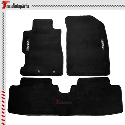 For 01-05 Honda Civic Black Floor Mats Front Rear Nylon Carpet Set 3PCS W/ RS • $57.99