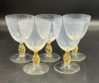 Murano Salviati Moretti Venetian 5 Hand Blown Swirl Gold Flake Glasses • $175