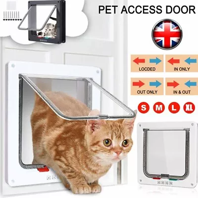 4 Way Pet Door Locking Large Extra Large Dog Cat Flap Magnetic Door Frame S-XXL • £8.58