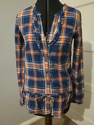 £1.99 • Buy Ladies Hollister Small Shirt Top Frill Detail Unusual Checked Long