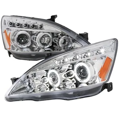 For 03-07 Honda Accord 2/4 Door Chrome Projector Headlights W/Halo DRL Inspire • $175
