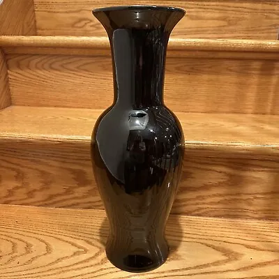 Vintage Royal Haeger Gloss Black Vase Large 16.25  Tall 1980s Classic Style 4106 • $116.10