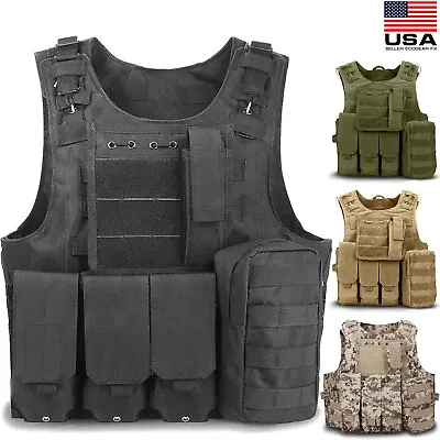 Military Tactical Vest Air Soft Paintball Molle Plate Carrier Combat Play Vest • $36.99
