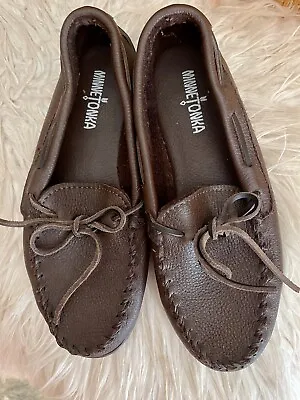 MINNETONKA Slip On 892  Mens Size 9.5 M Moccasin Moosehide Leather NEW • $54.99