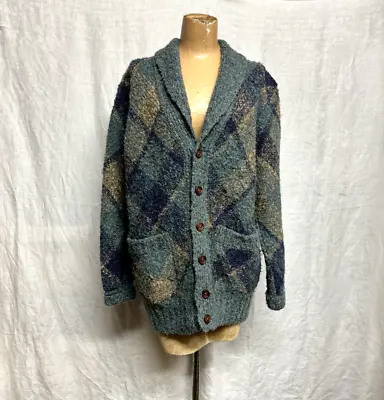 Women's Missoni Uomo Knit Argyle Plaid Wool Mohair Cardigan Sweater • $49.99