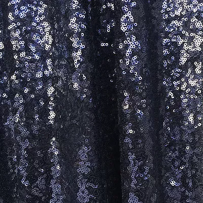 Navy Blue Sequin On Mesh Fabric Navy Sequin For Dress Party Deco By The Yard • $5.99