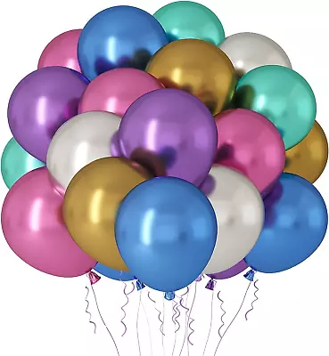 65 Pcs 12 Inches Metallic Party Balloons 6 Assorted Colors Metallic Balloons Fo • $12.32