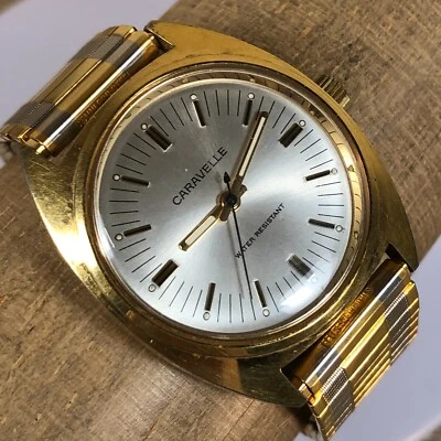 $59.95 • Buy Vintage Caravelle N7 Mens Date Two Tone Mechcanical Wind Up Watch