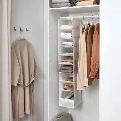 NEW IKEA Hanging Closet Organizer With 9 Compartments Shoes Jeans Sweaters White • £18.89