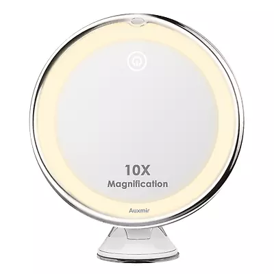Auxmir® 10X Magnifying MakeUp Mirror With Lights Suction Bathroom Shaving Mirror • £12.99