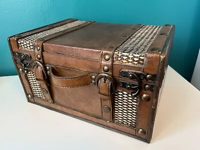 Wooden Treasure Chest Storage Medium Trunk Organizer Box • $24.99