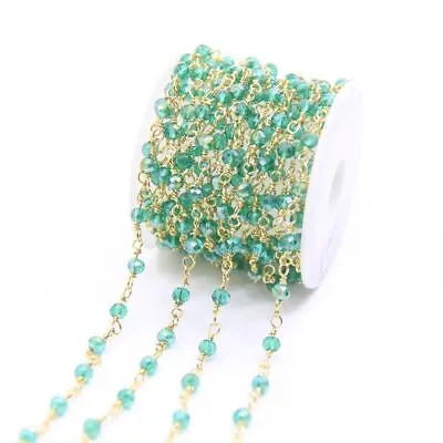 Faceted Rondelle Rosary Chain Glass Beads Link Chains DIY Necklace Earring 3x4mm • $49.75