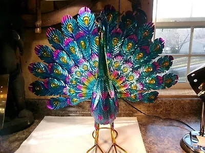 Unique Metal Large Peacock Garden Statue Yard Art Sculpture Home Decor • $41.99