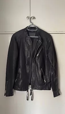 All Saints Leather Jacket Mens Medium Black • £209