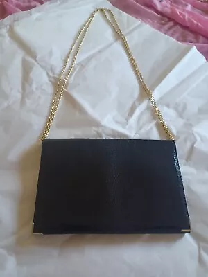 Vintage La Bagagerie France Evening Bag/purse Black 'Gold' Chain Shoulder Strap • $49.95