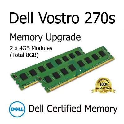 8GB (2 X 4GB) DDR3 Memory Upgrade For Dell Vostro 270s SFF PC3-10600U 1333MHz • £13.99