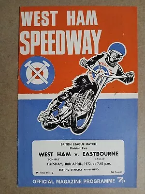 Speedway  West Ham  V  Eastbourne   1972   Programme  Unfilled • £1.20