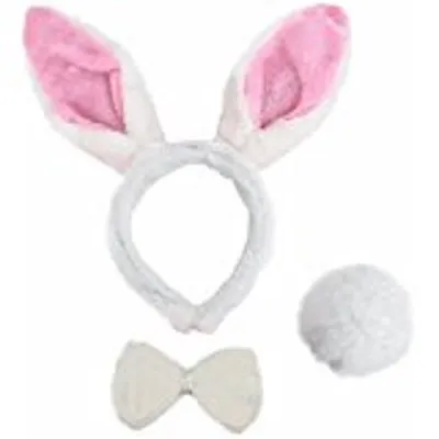 Pink & White Rabbit Set (Ears Tail & Bowtie) Fancy Dress Easter Bunny Animal • £2.99