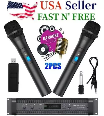 2PCS Professional VHF Wireless Microphone Handheld Mic System Karaoke W/Receiver • $23.99