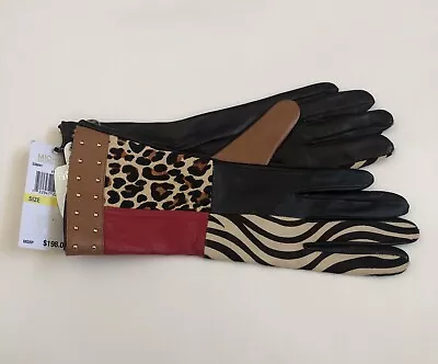 Michael Kors Women 100% Genuine Leather/calf Hair Gloves Animal Print M $198 • $128