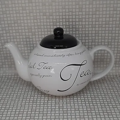 £18.99 • Buy Price & Kensington Script 2 Pint Black & White Tea Pot Teapot Fine Stoneware 
