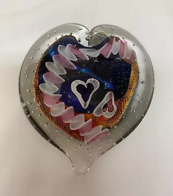 Randy Strong Dichroic Art Glass Heart Paperweight • $39.95